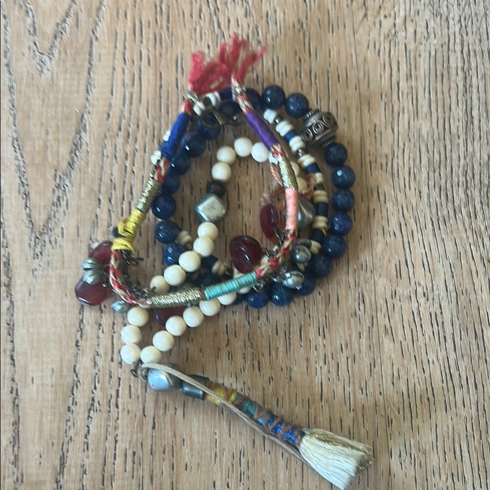 Free People Blue and Red Layered Bracelet